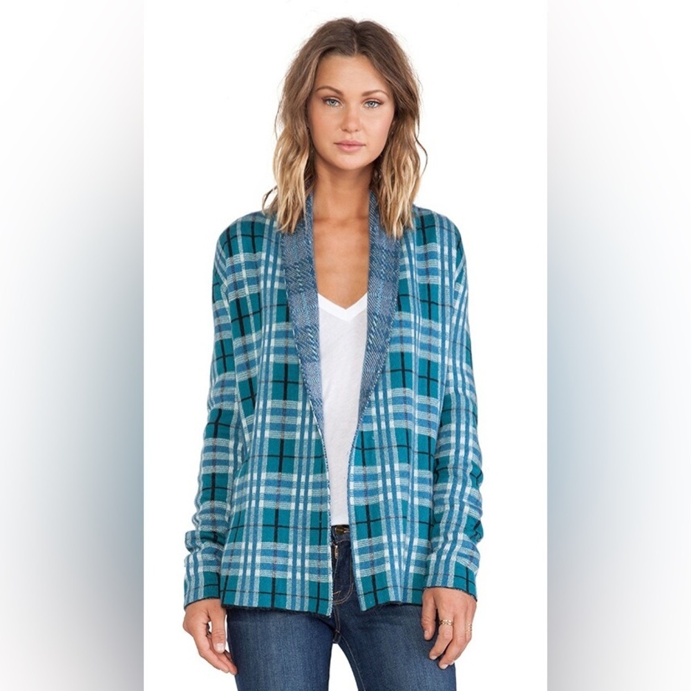Knitz For Love & Lemons Green Grandpaβs Plaid Cardigan